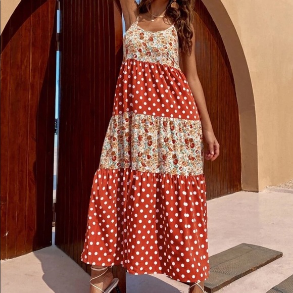 Boho floral and polka dot cami maxi dress - Picture 7 of 7